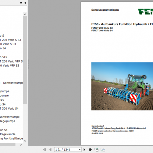 Fendt Tractor FT50 Function of Hydraulic Electrical System Service Training Manual German 1
