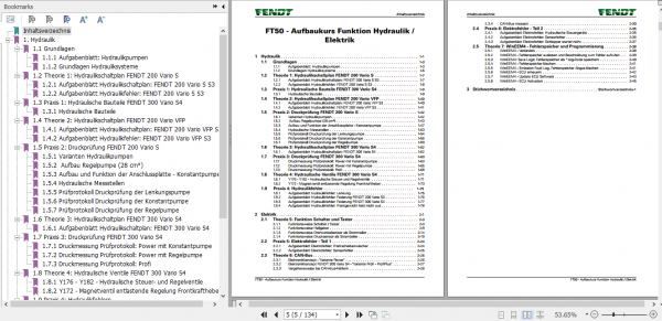 Fendt Tractor FT50 Function of Hydraulic Electrical System Service Training Manual German 2