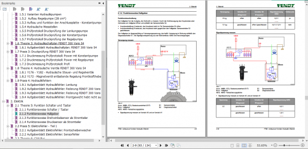 Fendt Tractor FT50 Function of Hydraulic Electrical System Service Training Manual German 3