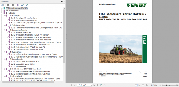 Fendt Tractor FT51 Function of Hydraulic Electrical System Service Training Manual German 1