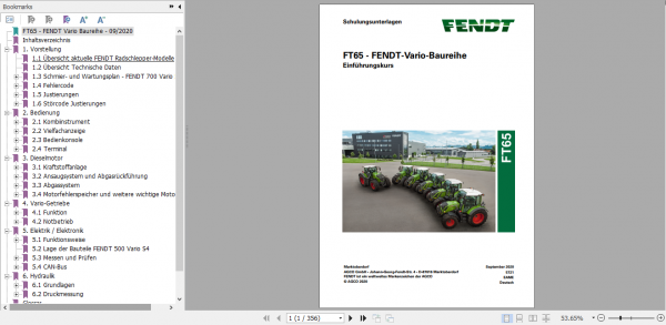 Fendt Tractor FT51 Function of Hydraulic Electrical System Service Training Manual German 3 1
