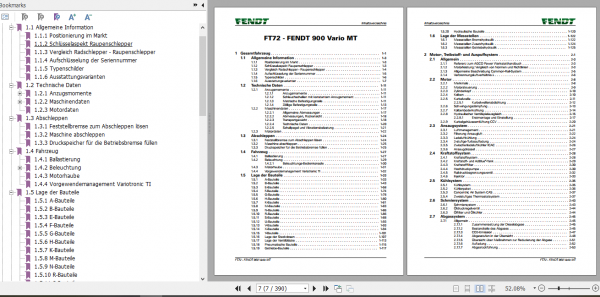 Fendt Tractor FT72 900 Vario MT Introductory Course Service Training Manual German 2
