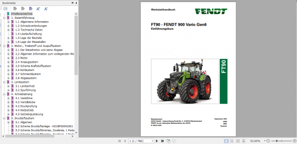 Fendt Tractor FT90 900 Vario Gen6 Introductory Course Service Training Manual German 1