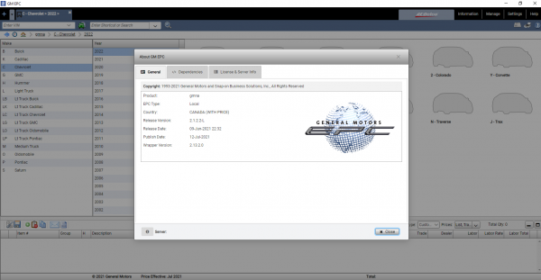 General Motors GMNA EPC 08.2021 Spare Parts Catalog DVD 1