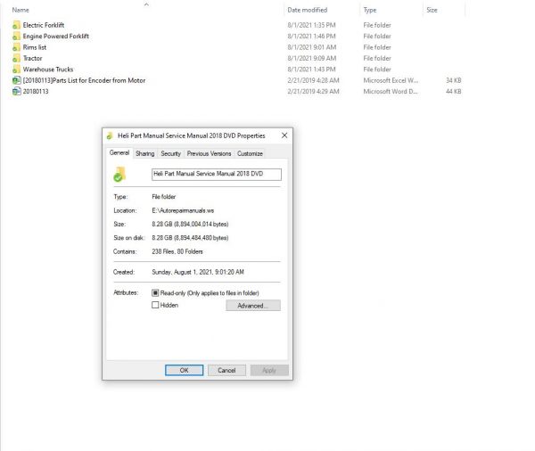 Heli Forklift Part Manual Service Manual 2018 DVD 1