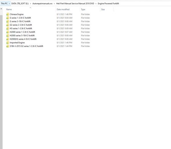 Heli Forklift Part Manual Service Manual 2018 DVD 3