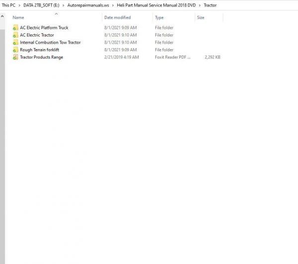 Heli Forklift Part Manual Service Manual 2018 DVD 4