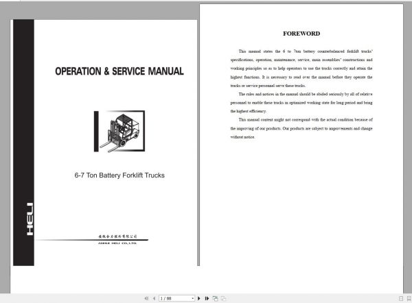 Heli Forklift Part Manual Service Manual 2018 DVD 8