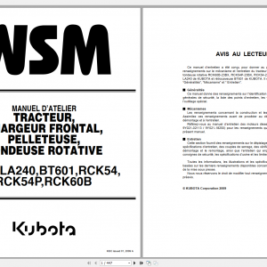 Kubota B24 LA240 BT601 RCK54 RCK54P RCK60B Workshop Manual FR 1