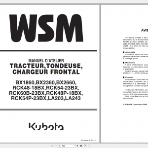 Kubota BX1860 2360 2660 RCK48 54 60 48P 54P18BX23BX LA203 243 Workshop Manual FR 2013 1