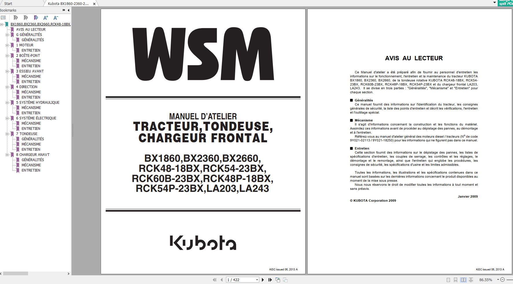Kubota BX1860 2360 2660 RCK48 54 60 48P 54P18BX23BX LA203 243 Workshop Manual FR 2013 1
