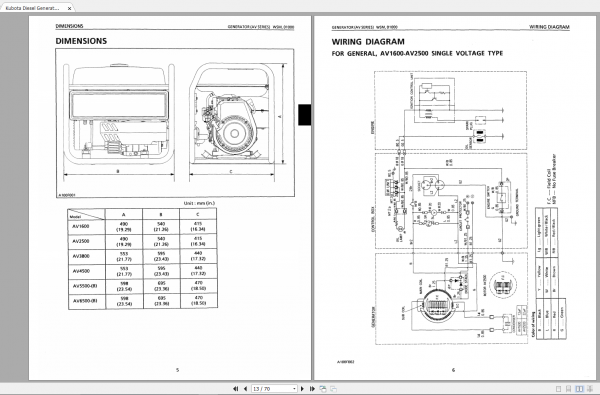 Kubota Diesel Generator AV Series AV16 38 55 65 Workshop Manual 1