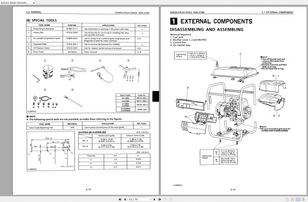Kubota Diesel Generator AV Series AV16 38 55 65 Workshop Manual 2