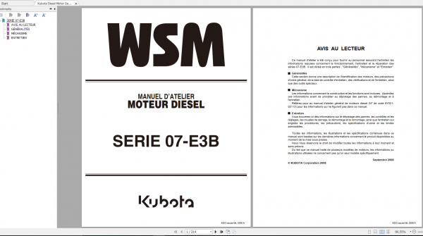 Kubota Diesel Motor Series 07 E3B Workshop Manual FR 1