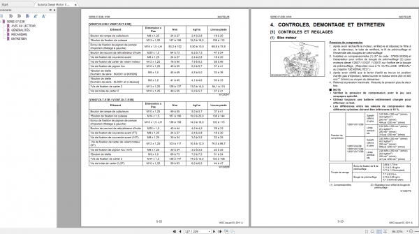 Kubota Diesel Motor V2607 V3007 V3307 DI T E3B Workshop Manual FR 3