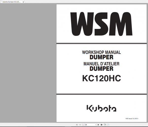 Kubota Dumper KC120 Workshop Manual EN FR 1