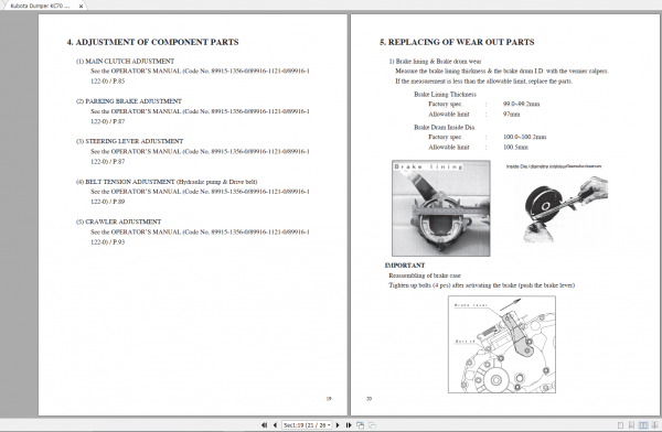 Kubota Dumper KC70 Workshop Manual EN 2