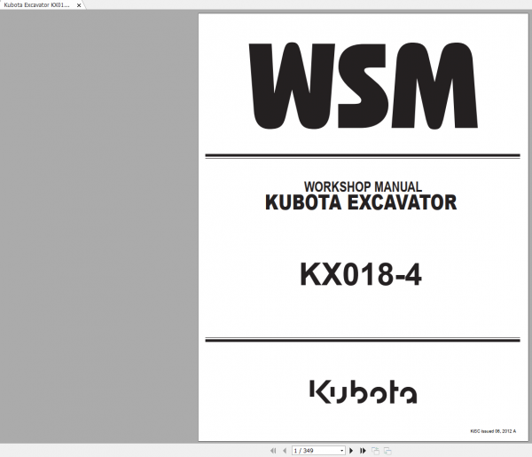 Kubota Excavator KX018 4 RY911 21920 Workshop Manual 1