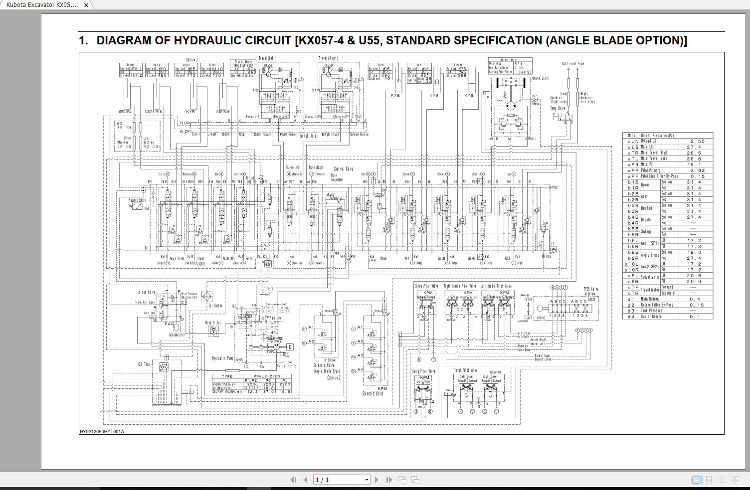 Kubota Excavator KX057 4 U55 U55 4 HYDRAULIC SCHEMATIC 1