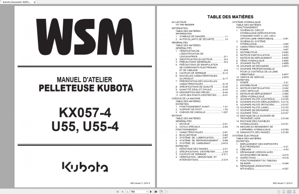 Kubota Excavator KX057 4 U55 U55 4 Workshop Manual FR 1