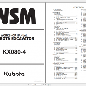 Kubota Excavator KX080 4 Workshop Manual EN 1