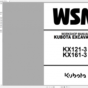 Kubota Excavator KX121 3 KX161 3 Workshop Manual EN 1