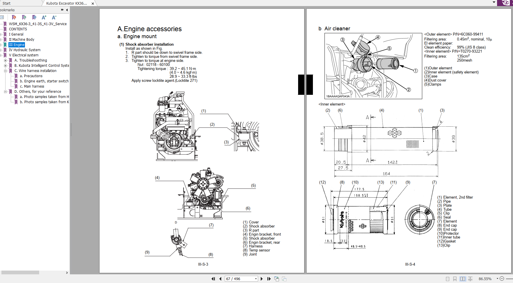 Kubota Excavator KX363 KX413S KX413V Service Chapter Manual