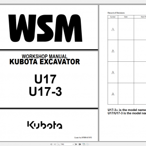 Kubota Excavator U17 U17 3 Workshop Manual EN 1