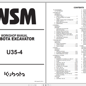 Kubota Excavator U35 4 Workshop Manual EN 1