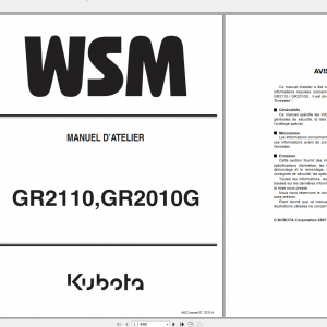 Kubota Mowers GR2010G GR2110 Workshop Manual FR 1