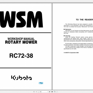 Kubota Rotary Mower RC72 38 Workshop Manual EN 1