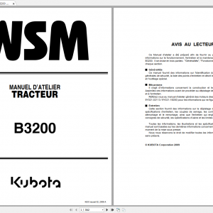 Kubota Tractor B3200 Workshop Manual ENFR 1