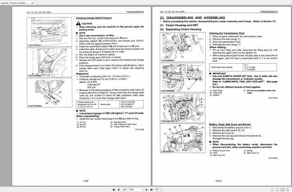 Kubota Tractor Loader Backhoe L48 TL1150 BT1100 Workshop Manual EN 2