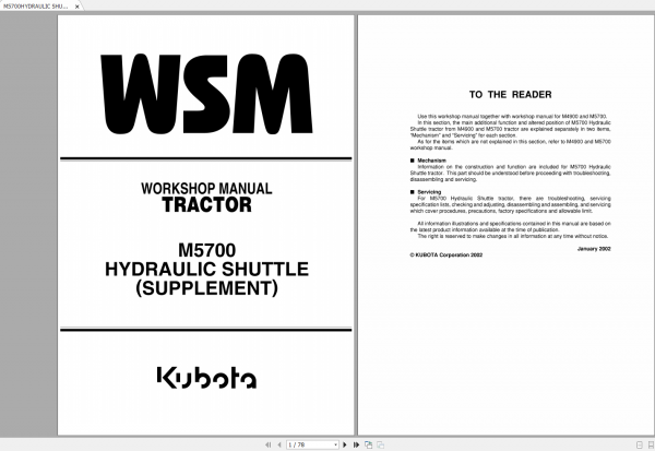 Kubota Tractor M4900 M5700 Workshop Manual 5