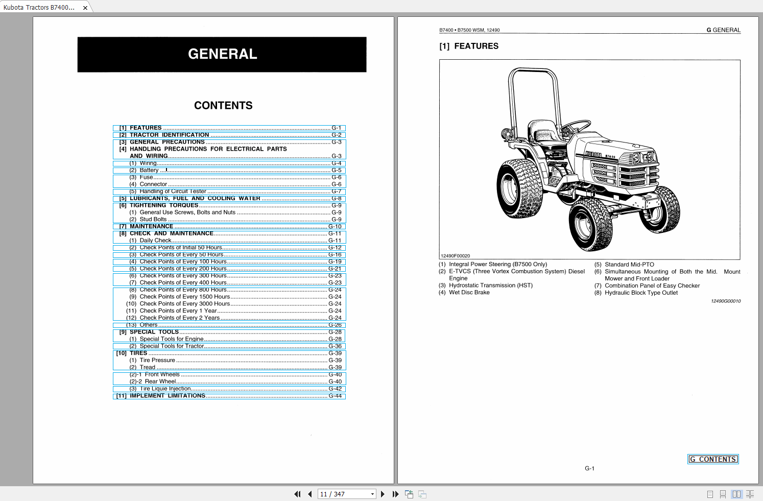 Kubota Tractors B7400 B7500 Workshop Manual EN