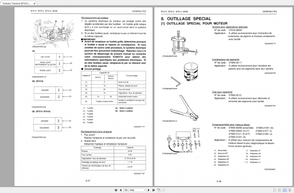 Kubota Tractors B7410 B7510 B7610 Workshop Manual FR 2