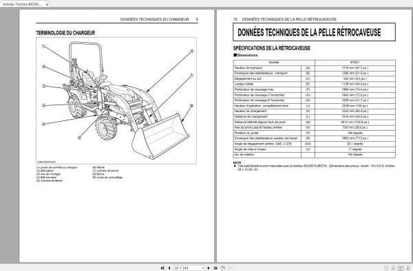 Kubota Tractors BX25D LA240 BT601 Users Manual FR 2