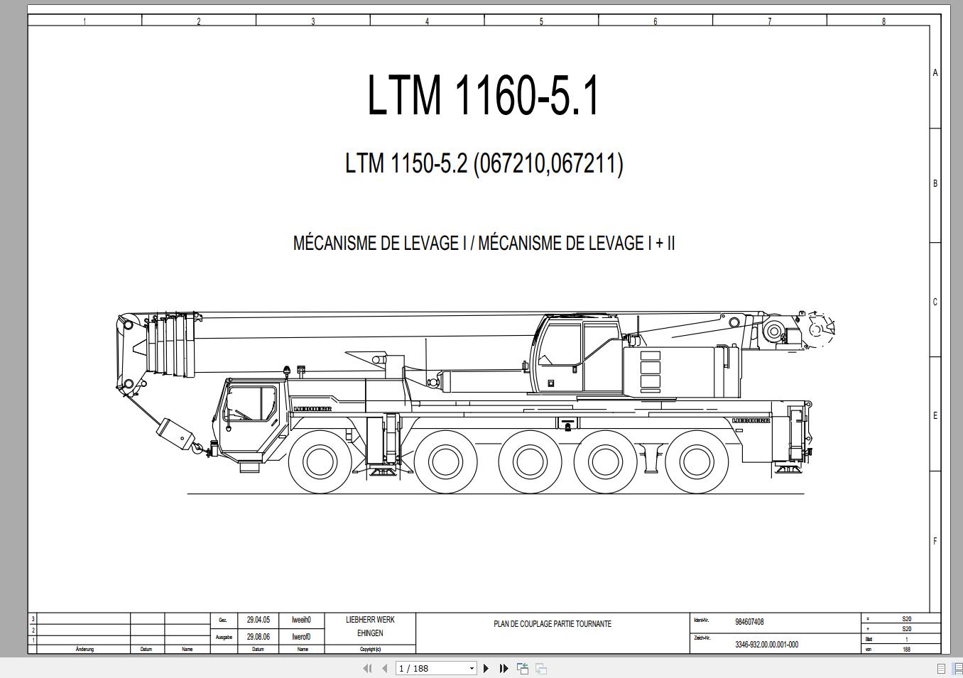 Liebherr Mobile Crane 150 Ton LTM 1150 5.2 Worshop Manual Spare Parts Catalogue Wiring Diagram 8