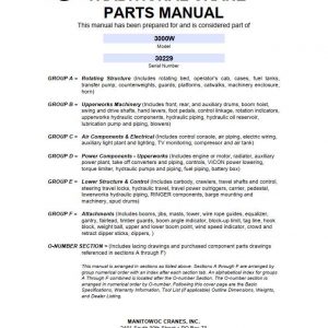 Manitowoc Cranes 3000W 30229 PM 10 29 2007 Spare Parts Manual PDF 1