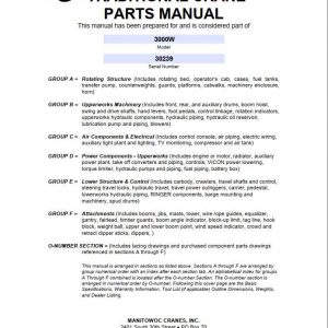 Manitowoc Cranes 3000W 30239 PM 10 29 2007 Spare Parts Manual PDF 1