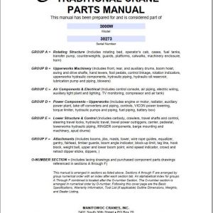 Manitowoc Cranes 3000W 30273 PM 05 07 2003 Spare Parts Manual PDF 1