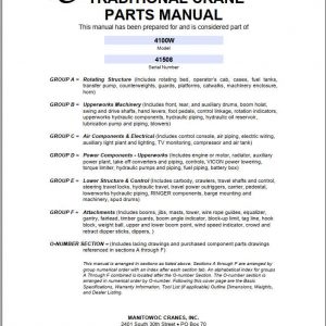 Manitowoc Cranes 4100W 41508 PM 12 01 2008 Spare Parts Manual PDF 1