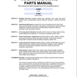 Manitowoc Cranes 4100W 41526 PM 01 06 2006 Spare Parts Manual PDF 1