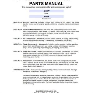 Manitowoc Cranes 4100W 41528 PM 10 25 2005 Spare Parts Manual PDF 1