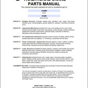 Manitowoc Cranes 4100W 41549 PM 11 29 2005 Spare Parts Manual PDF 1