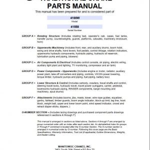 Manitowoc Cranes 4100W 41558 PM 10 25 2005 Spare Parts Manual PDF 1