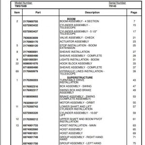 Manitowoc Cranes PM 79143 004 TMS750B Spare Parts Manual PDF 1
