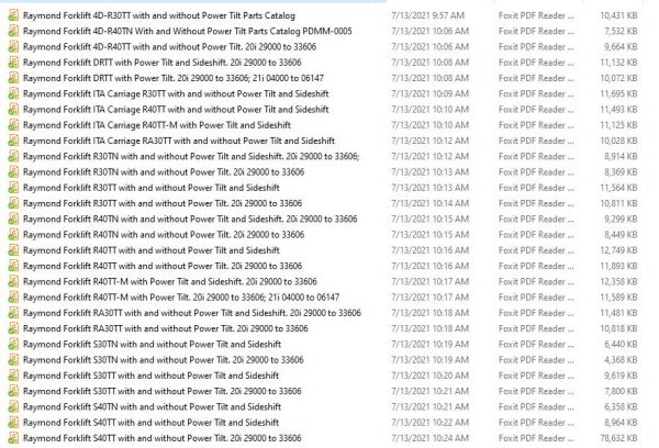 Raymond Forklift High Efficiency Mast Parts Catalog 1