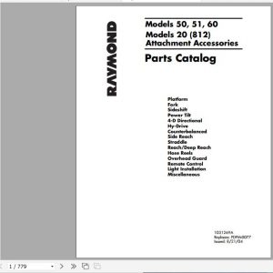 Raymond Forklift Reach 20 Operation Maintenance Parts Manual 2