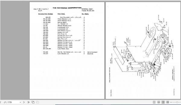 Raymond Forklift Reach 20 Operation Maintenance Parts Manual 3